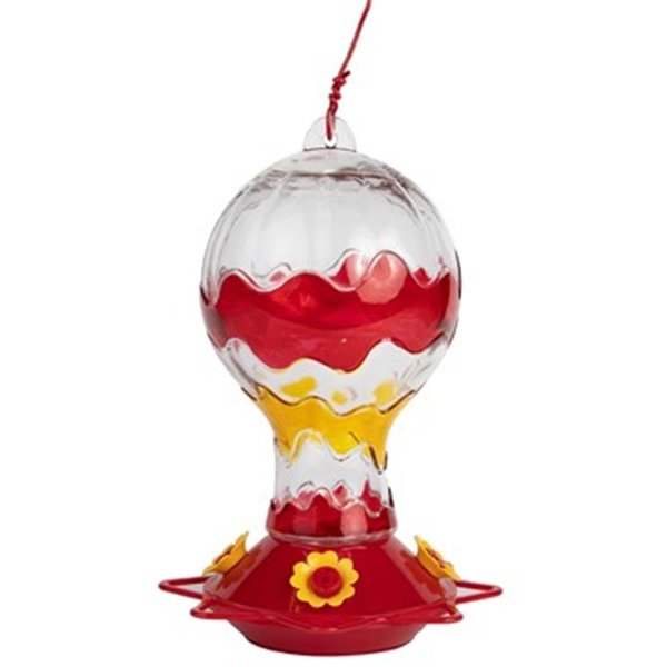 Partisanpartidista 36 oz Red & Yellow Balloon Glass Hummingbird Feeder PA1654644